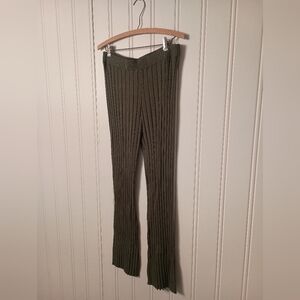 Fun!- Ribbed Olive Green Flare Pants- Size L